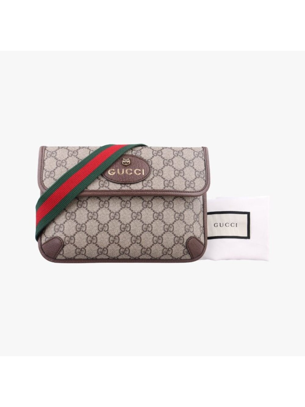 Gucci Neo Vintage GG Supreme Beige Brown Leather Handbag